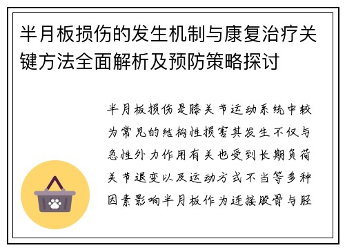 半月板损伤的发生机制与康复治疗关键方法全面解析及预防策略探讨